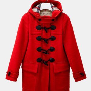 Burberry Brit Red Wool Hooded Coat